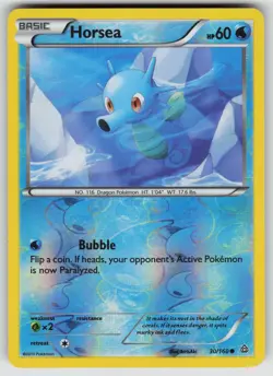 POKEMON HORSEA 30 C PRIMAL CLASH HP REVERSE HOLO - Image 1