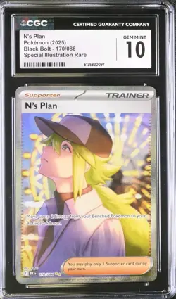 N's Plan 170/086 Special Illustration Rare SIR Pokemon Black Bolt CGC 10 - Image 1