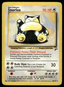 POKEMON SNORLAX BASE SET 2 30/130 R MP - Image 1