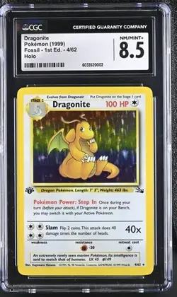 CGC 8.5 DRAGONITE 4 FOSSIL 1ST EDITION HOLO POKEMON - Image 1