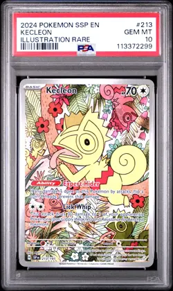 2024 POKEMON SSP EN-SURGING SPARKS ILLUSTRATION RARE #213 KECLEON PSA 10 - Image 1