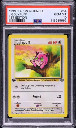 1999 Pokemon Jungle 1st Edition Jigglypuff #54 PSA 10 GEM MINT - Image 1