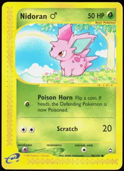 Nidoran M 96 Common Aquapolis Pokemon Near Mint - Image 1