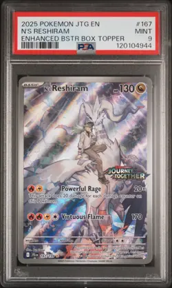 2025 POKEMON JTG EN-JOURNEY TOGETHER #167 N'S RESHIRAM PSA 9 - Image 1