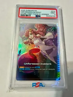 2025 Gundam Card Game Unforeseen Incident Winner 014 PSA 9 POP 2 - Image 1