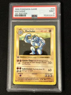 Pokemon Machoke 34/102 (1st Edition) *PSA 9* Shadowless ‘Freshly Graded Card’ - Image 1