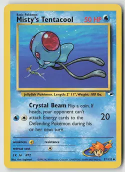 Misty's Tentacool 57/132 Uncommon Gym Heroes Pokemon Unlimited Moderately Played - Image 1