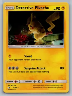 Detective Pikachu Detective Pikachu #10/18 Rare,Holo Pokemon Card - Image 1