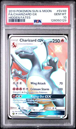 2019 POKEMON SUN & MOON HIDDEN FATES #SV49 FULL ART/CHARIZARD GX PSA 10 - Image 1