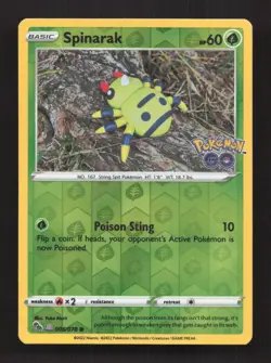 Spinarak 006/078 Common Pokemon GO Pokemon Reverse Holo Moderately Played - Image 1