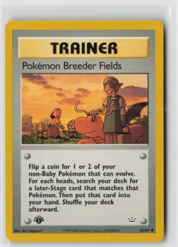 Pokemon Breeder Fields 1st Edition Uncommon Neo Revelation 62/64 LP - Image 1