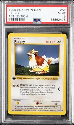 1999 POKEMON GAME 1ST ED #57 PIDGEY PSA 9 - Image 1