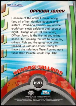 Topps Pokemon TV Animation Series 3 Foil Heroes & Villains #HV17 Officer Jenny - Image 2