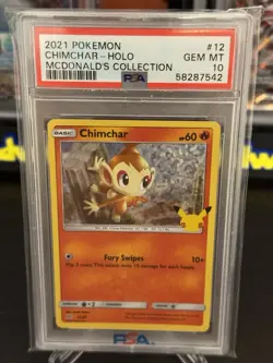 2021 Pokemon CHIMCHAR 12/25 McDonald's Coll Confetti Holo Promo | English PSA 10 - Image 1