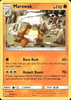 Pokemon Marowak SM - Unbroken Bonds 91/214 Light Play LP+ or Better - Image 1