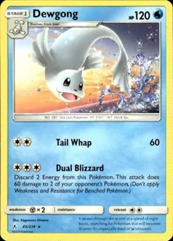 Pokemon Dewgong SM - Unbroken Bonds 45/214 Light Play LP+ or Better - Image 1