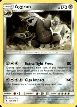 Pokemon Aggron SM - Unbroken Bonds 125/214 Light Play LP+ or Better - Image 1
