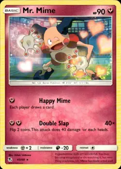 Pokemon Mr. Mime Hidden Fates 43/68 Light Play LP+ or Better - Image 1