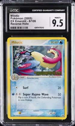2005 POKEMON EX EMERALD REVERSE HOLO #8 MILOTIC CGC 9.5 - Image 1