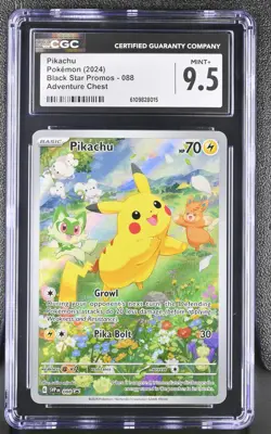 Pikachu SVP088, Adventure Chest Promo 2024 Black Star, Pokemon TCG CGC 9.5 - Image 1