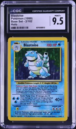 1999 Pokemon Base Set Holo Blastoise #2 CGC 9.5 MINT+ - Image 1