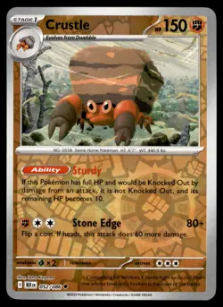 Crustle 052/086 Uncommon Black Bolt Pokemon Reverse Holo Near Mint - Image 1