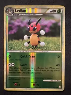 Ledian 25/123 Pokemon Heart Gold Soul Silver REVERSE - Very Clean - Image 1
