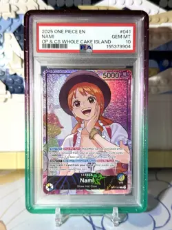 2025 ONE PIECE EN OP & CS WHOLE CAKE ISLAND #041 NAMI PSA 10 GEM MINT ✅ *POP 175 - Image 1