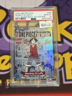 2026 One Piece EN College Basketball US Voyage #055 Monkey D Luffy PSA 10 - Image 1