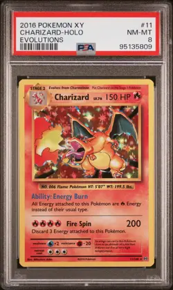 2016 POKEMON XY EVOLUTIONS #11 CHARIZARD-HOLO PSA 8 - Image 1