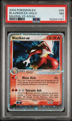 2004 POKEMON EX TEAM MAGMA VS TEAM AQUA #89 BLAZIKEN EX-HOLO PSA 7 - Image 1