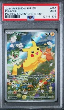 2024 POKEMON SVP BLACK STAR PROMO PALDEA ADVENTURE CHEST PIKACHU (PSA 9 MINT) - Image 1