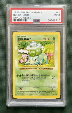 1999 Pokemon Bulbasaur Shadowless Base Set 44/102 PSA 9 Mint - Image 1