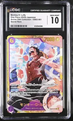 2025 ONE PIECE MONKEY D. LUFFY 25TH SECRET RARE EB02-061 CGC 10 Gem Mint - Image 1