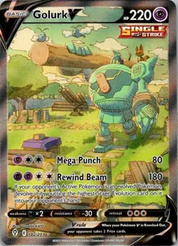 Pokemon TCG Golurk V SWSH07 Evolving Skies #182/203 Ultra Rare NM (SKU 1-4) - Image 1