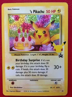 Birthday Pikachu - 24 - Celebrations Classic Collection - Holo - Pokemon Card LP - Image 1