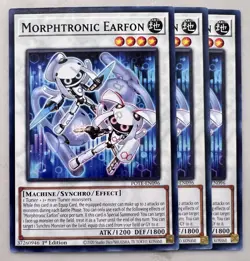 Yugioh! 3x Morphtronic Earfon POTE-EN096 Common - 1st Ed NM - Image 1