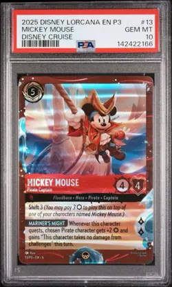 2025 Disney Lorcana Mickey Mouse - Pirate Captain Cruise #13 PSA 10 EN - Image 1