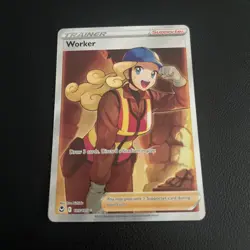 Pokemon TCG - Worker 195/195 Full Art Trainer Rare Silver Tempest - Image 1