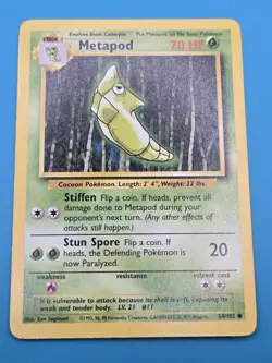 Metapod 54/102 Base Set Unlimited Pokemon Vintage LP - Image 1