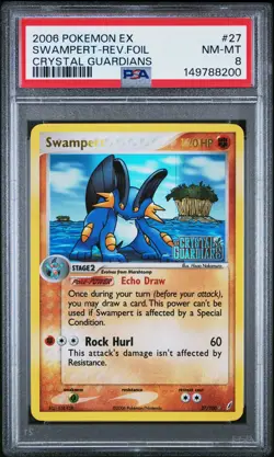 Swampert Reverse Holo 27/100 Crystal Guardians Pokemon PSA 8 - Image 1