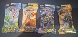 Art Set of 4 Blister Sealed Booster Packs: Pokemon SM Unbroken Bonds Cards ENG - Image 1