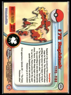 Pokemon 2000 Topps Chrome Rapidash #78 Holo Foil Vintage Rare Card - Image 2