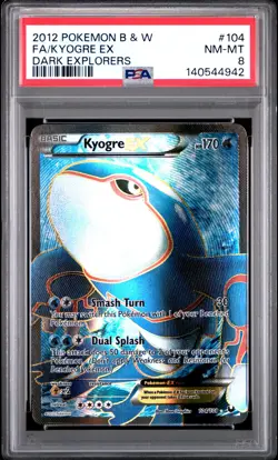 2012 POKEMON B&W DARK EXPLORERS #104 FULL ART/KYOGRE EX PSA 8 - Image 1