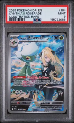 2025 POKEMON DRI EN-DESTINED RIVALS ILLUSTRATION RARE CYNTHIA'S ROSERADE PSA 9 - Image 1