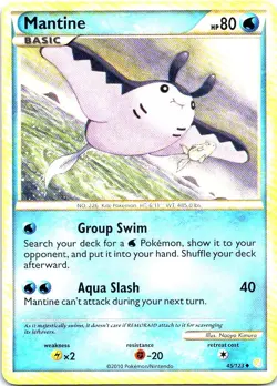 Mantine 45/123 Uncommon HeartGold & SoulSilver Pokemon Near Mint - Image 1