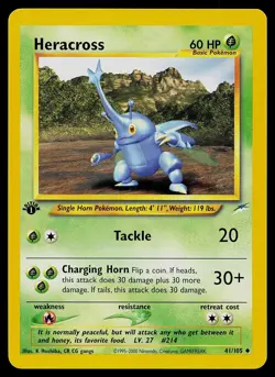 Pokemon Card - Heracross Neo Destiny 41/105 1st Edition Uncommon - Image 1