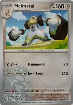 117/162 MELMETAL REVERSE HOLO TEMPORAL FORCES POKEMON CARD - Image 1