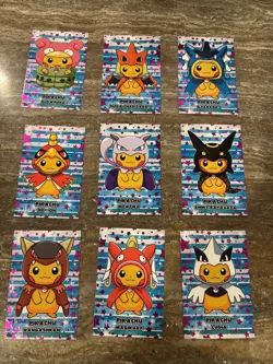 Pikachu PONCHO Set Pokemon Merry Christmas Card Database Cards! - Image 1