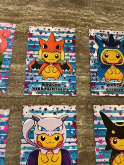 Pikachu PONCHO Set Pokemon Merry Christmas Card Database Cards! - Image 3